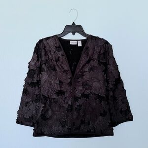 Vintage Chico’s Black Floral Mesh Cardigan